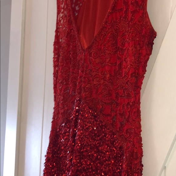 Ruby Red Beaded Homecoming Dress - Picture 7 of 7